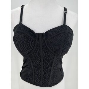 No Boundaries Black Lace Bustier Corset Top Padded S Y2K Goth Clubwear Festival
